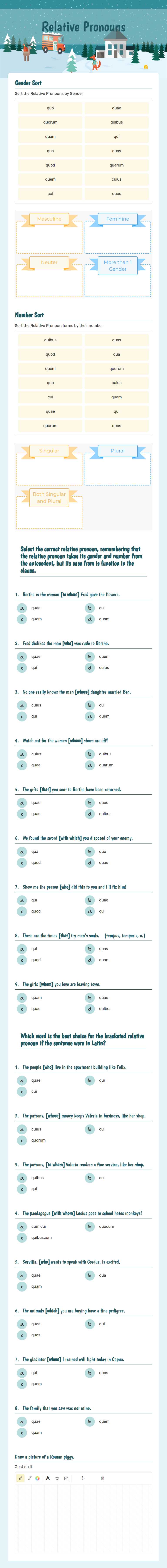 Relative Pronouns worksheet preview image