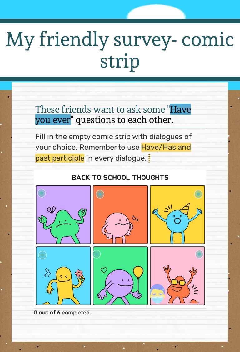 My friendly survey- comic strip worksheet preview image