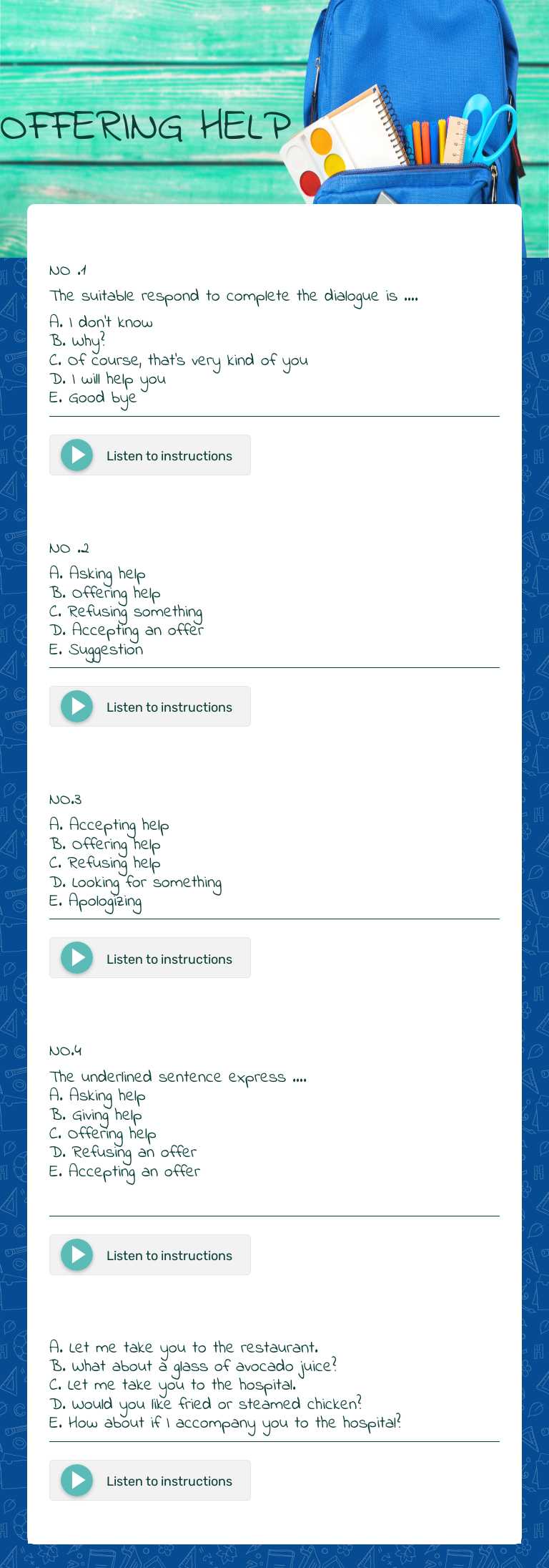 OFFERING HELP worksheet preview image