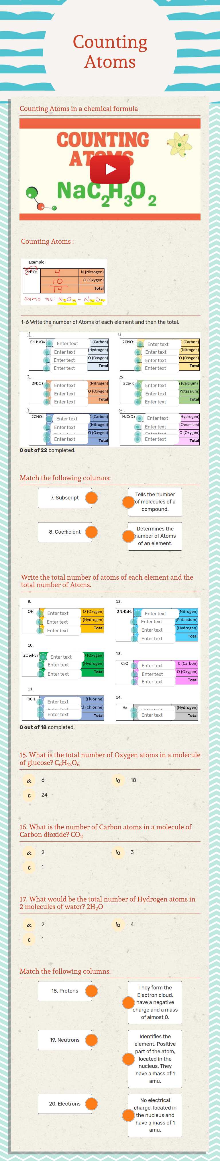 Counting Atoms worksheet preview image