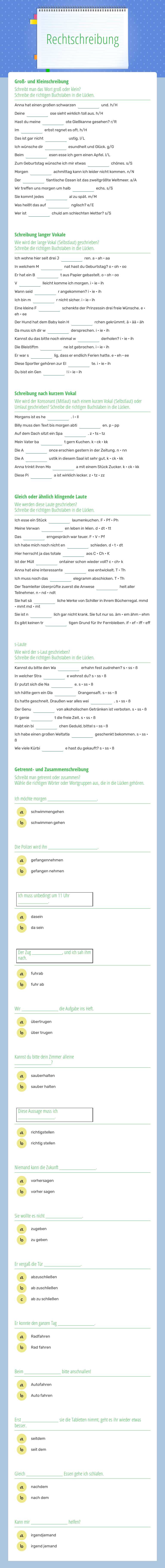 Rechtschreibung Grade 7 worksheet preview
