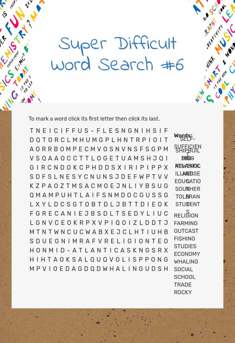 Super Difficult Word Search #6 worksheet preview image