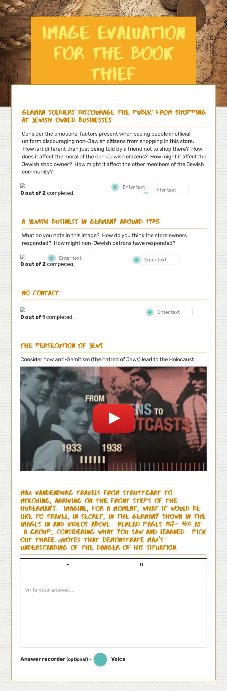Image evaluation for the book thief worksheet preview image