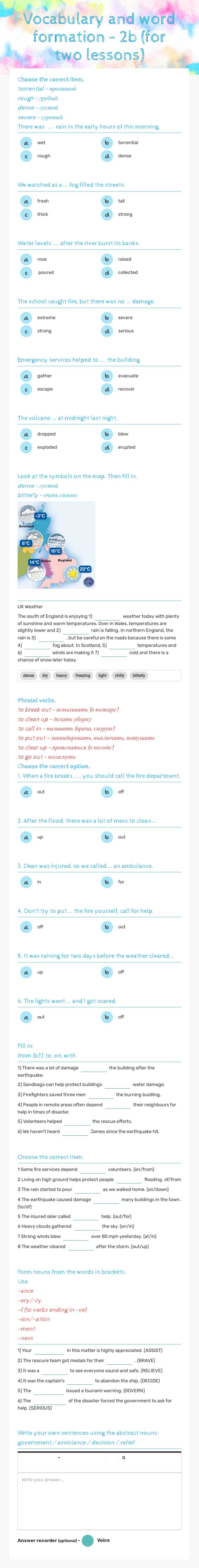 Vocabulary and word formation - 2b (for two lessons) worksheet preview image
