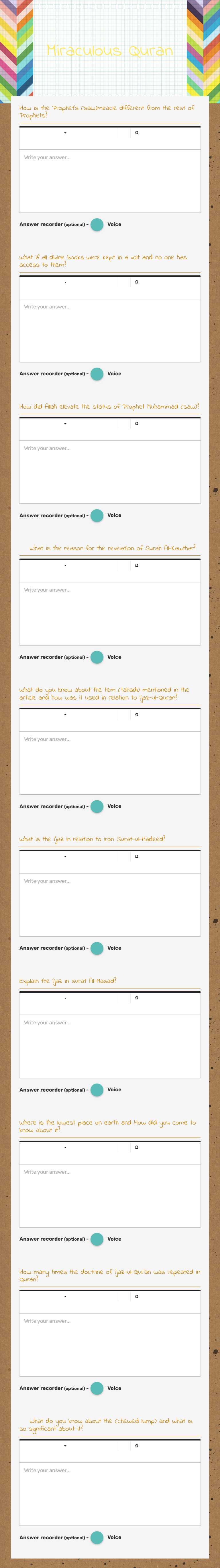 Miraculous Quran worksheet preview image