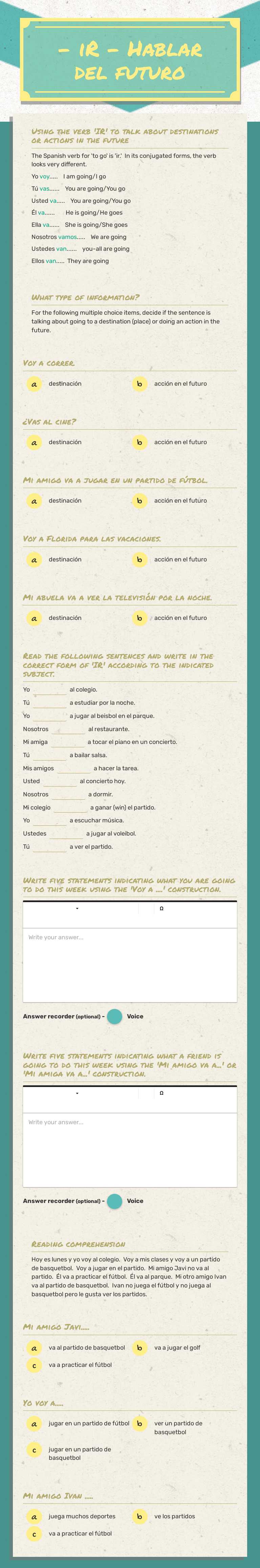 - iR -
Hablar del futuro worksheet preview image