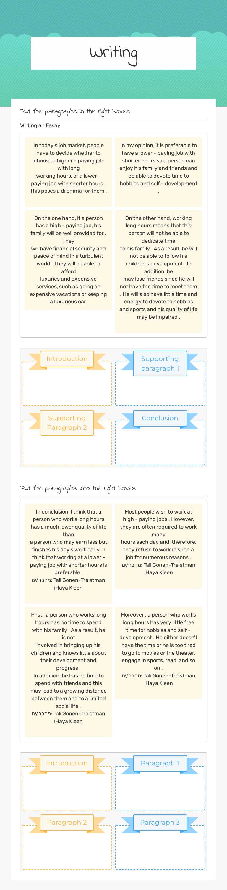 Writing Grade 10 worksheet preview
