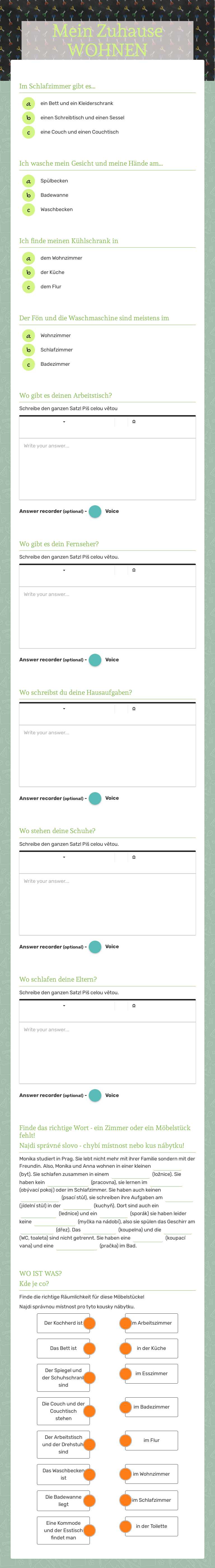 Mein Zuhause  WOHNEN worksheet preview image