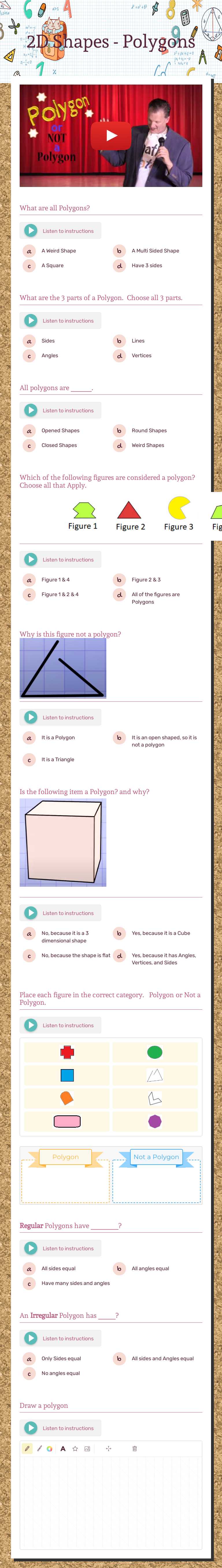 2D Shapes - Polygons worksheet preview image