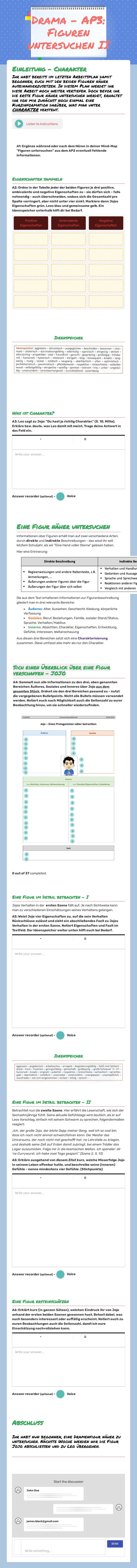 Drama - AP3: Figuren untersuchen II worksheet preview image