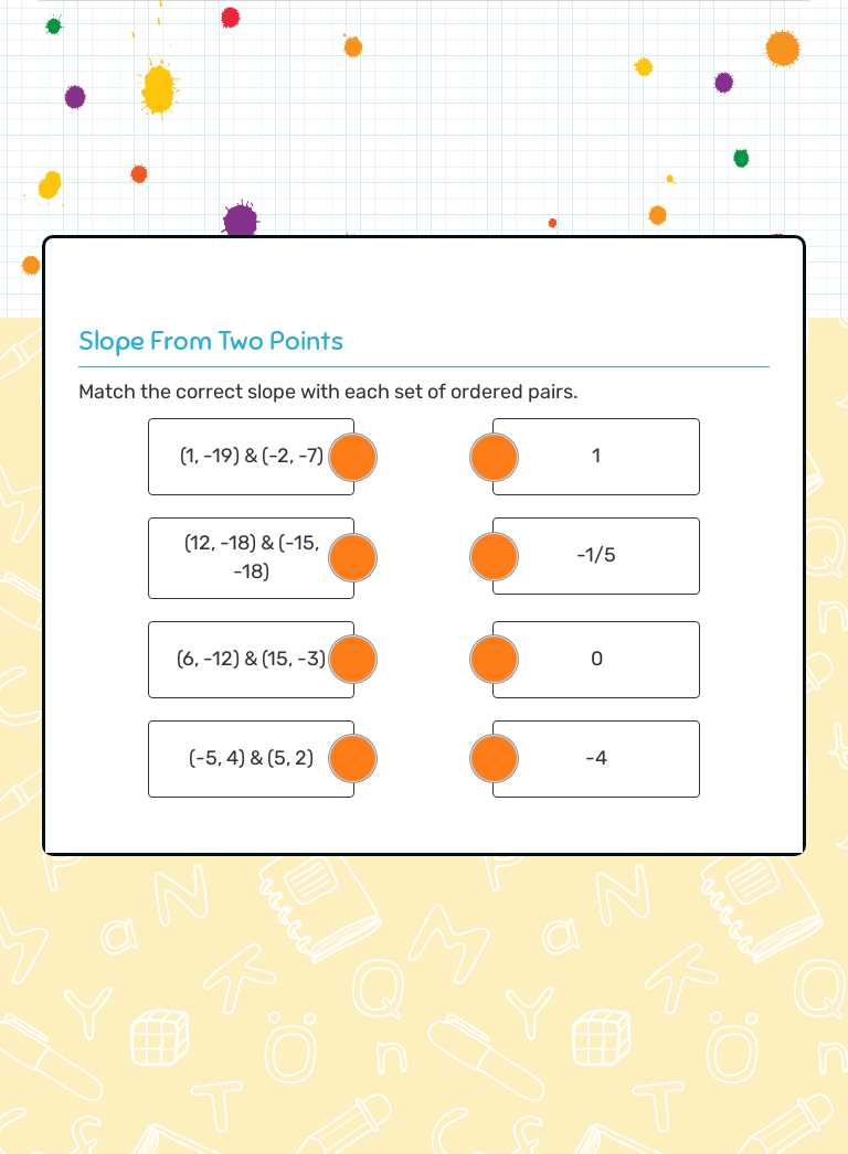 Finding Slope Practice Grade 9 worksheet preview
