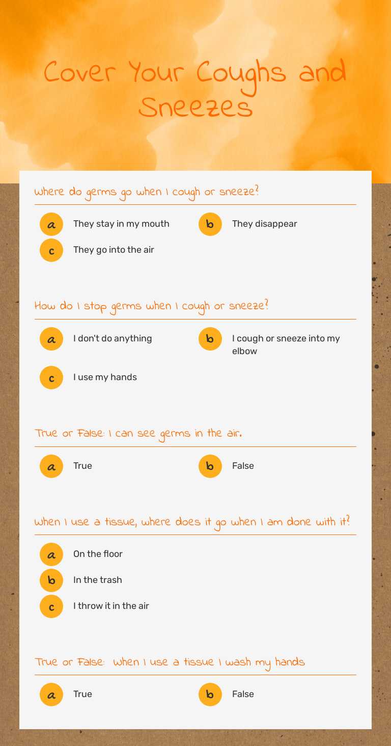 Cover Your Coughs and Sneezes worksheet preview image