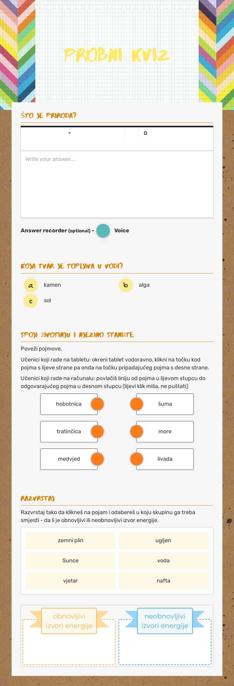 probni kviz worksheet preview image