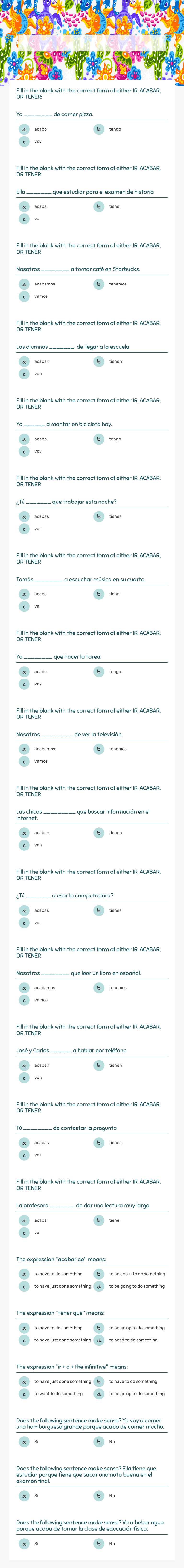 Expresiones Con El Infinitivo (M) worksheet preview