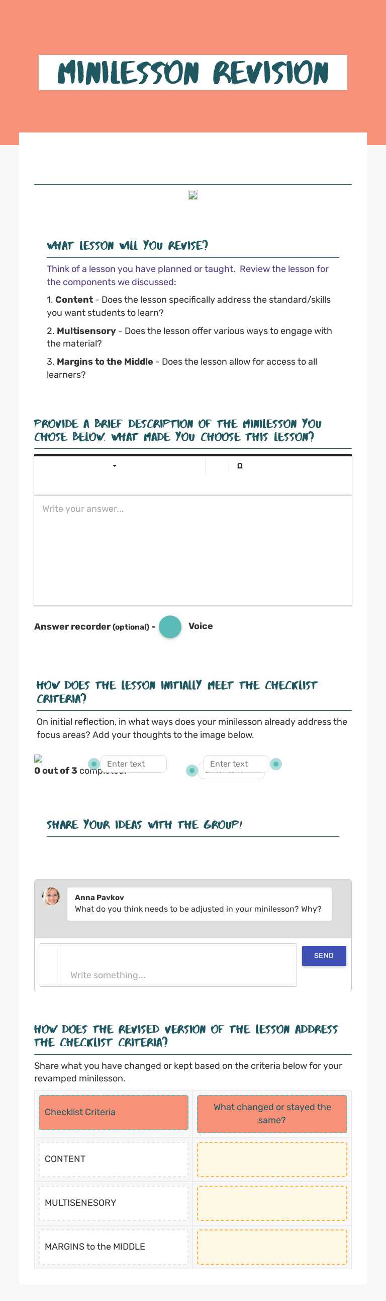 Minilesson Revision Other worksheet preview
