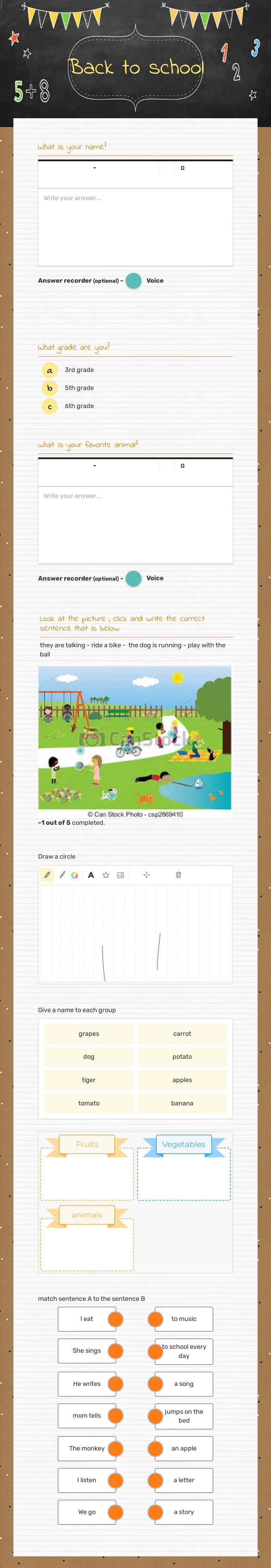 Back  to  school Grade 6 worksheet preview
