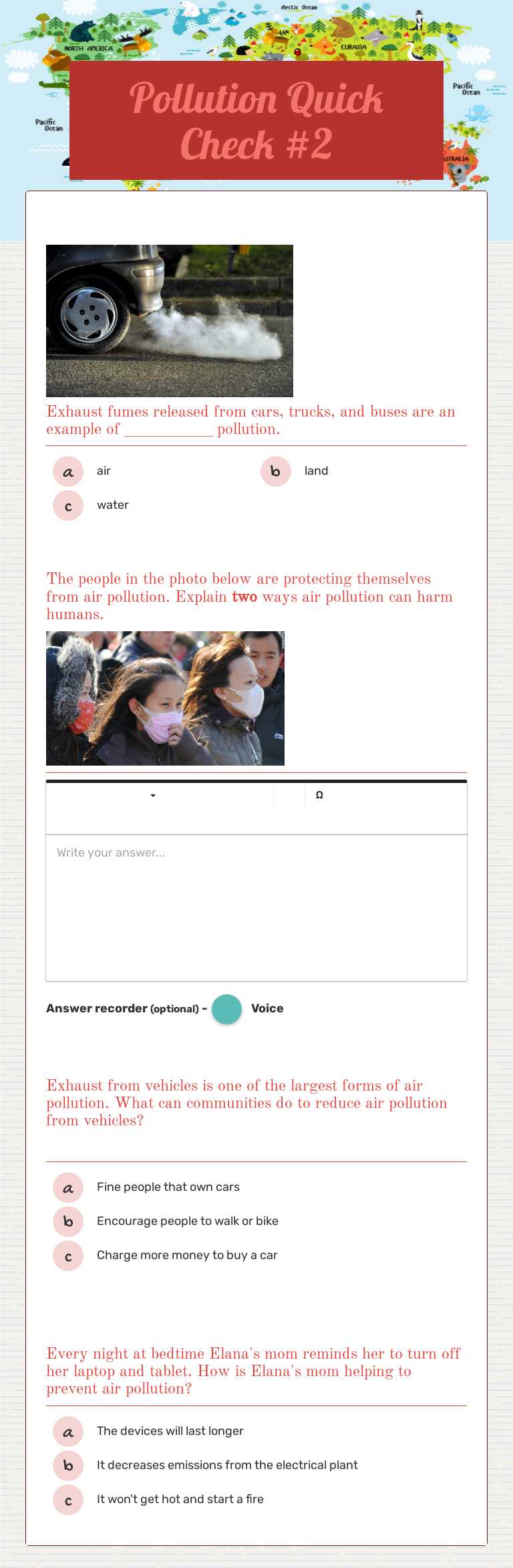 Pollution Quick Check #2 worksheet preview image