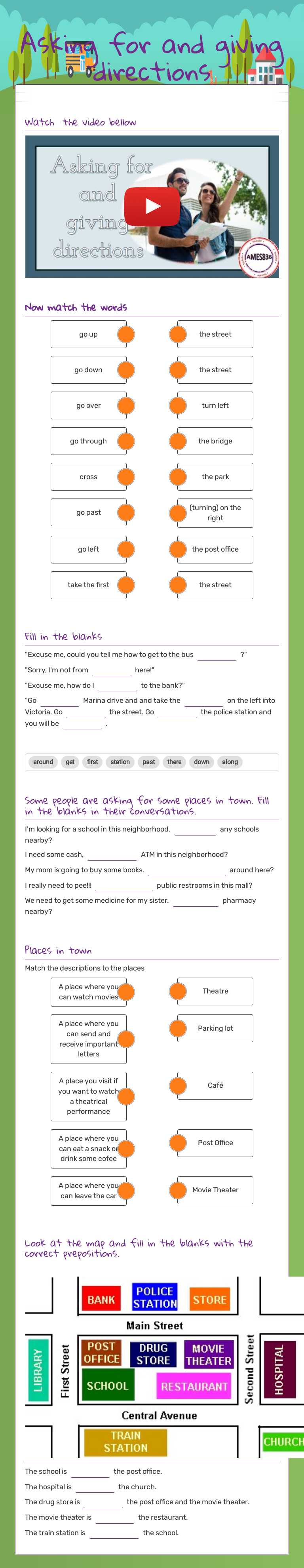 Asking for and giving directions worksheet preview image