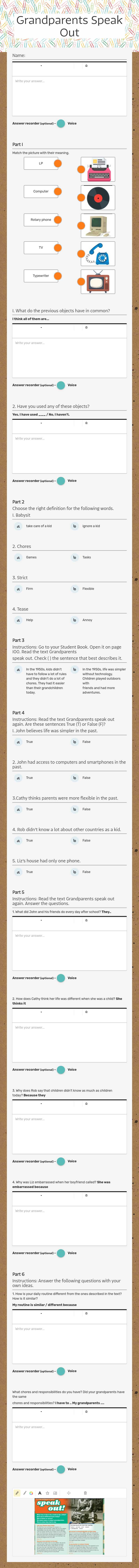 Grandparents Speak Out worksheet preview image