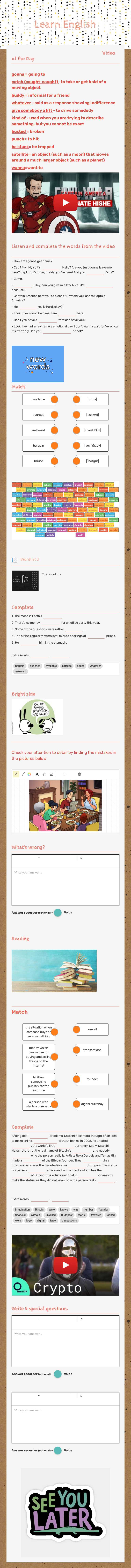 Learn English Grade 7 worksheet preview