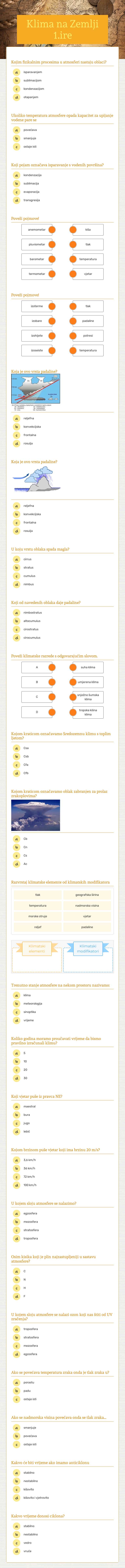 Klima na Zemlji
1.ire Grade 9 worksheet preview