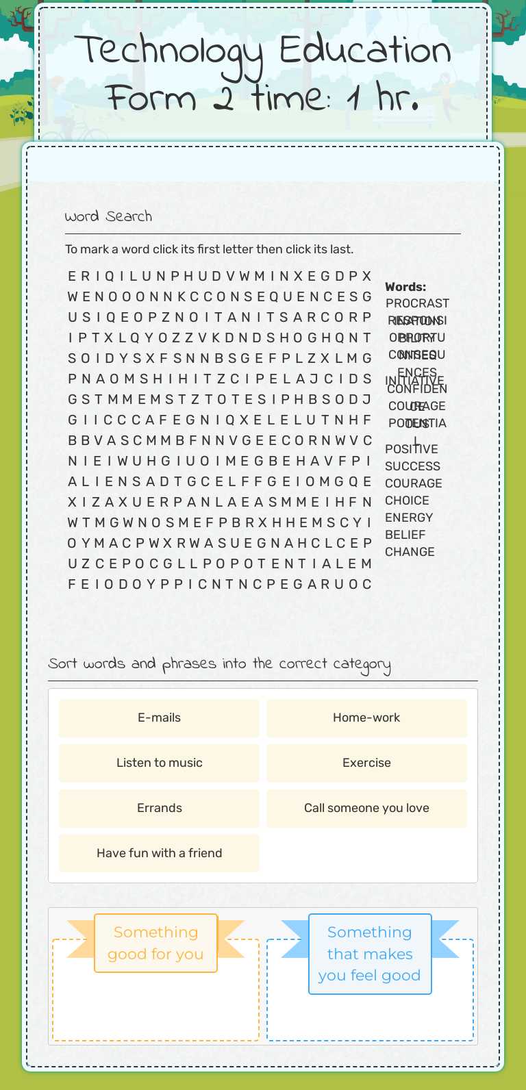 Religious Education            
 Form 2 time: 1 hr. 15 mins worksheet preview image