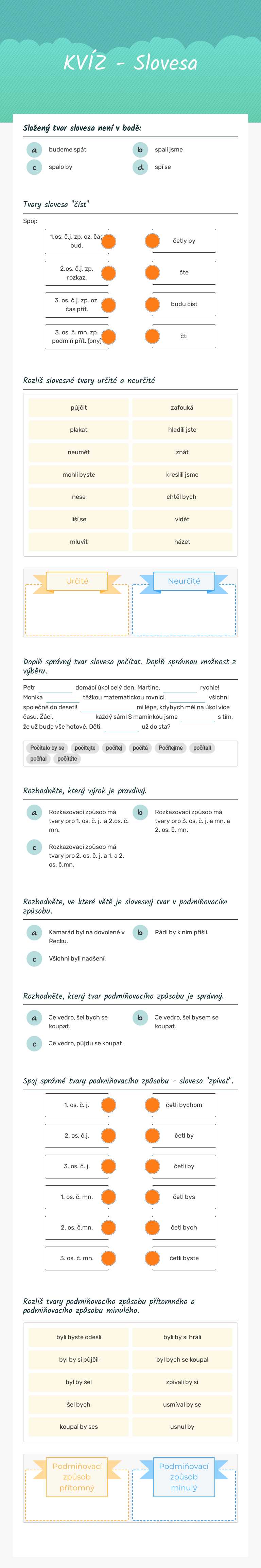 KVÍZ - Slovesa worksheet preview image