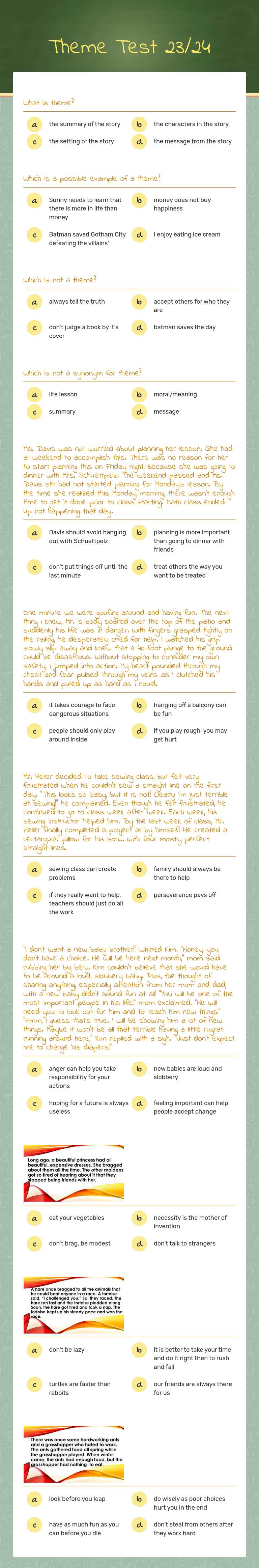 Theme Test 23/24 worksheet preview image