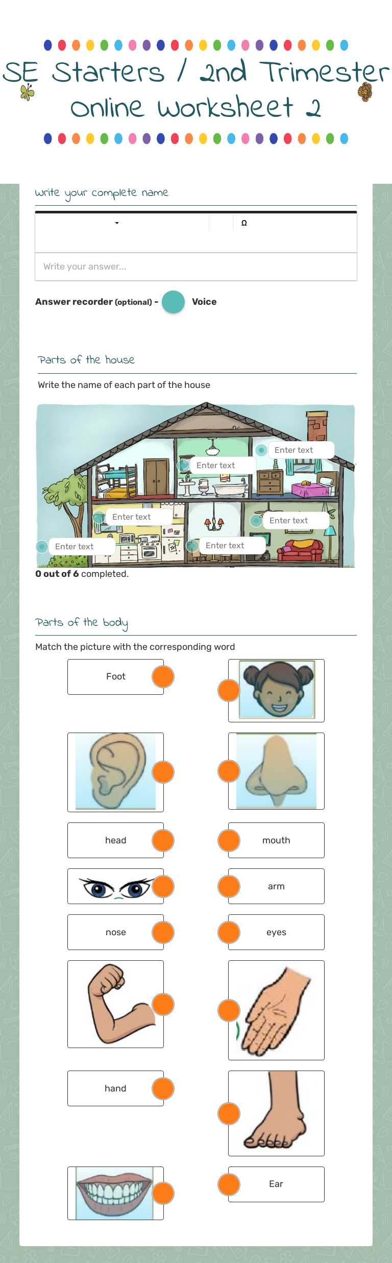 SE Starters / 2nd Trimester  Online Worksheet 2 worksheet preview image