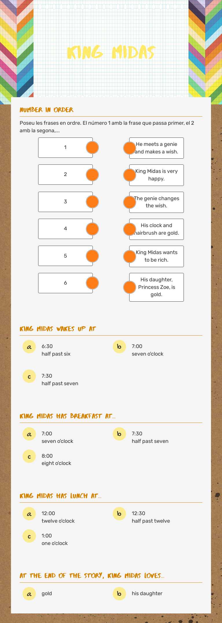KING MIDAS worksheet preview image