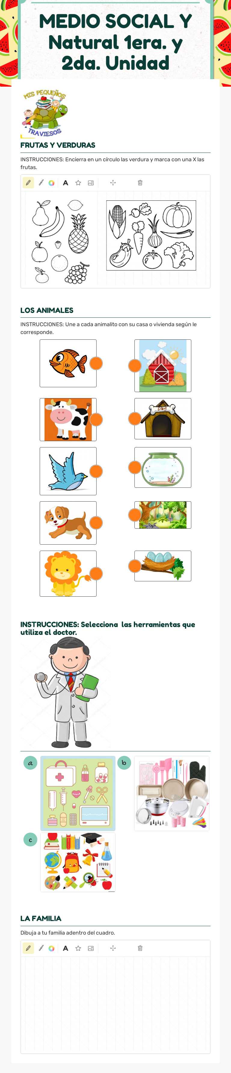 MEDIO SOCIAL Y Natural 1era. y 2da. Unidad Preschool worksheet preview