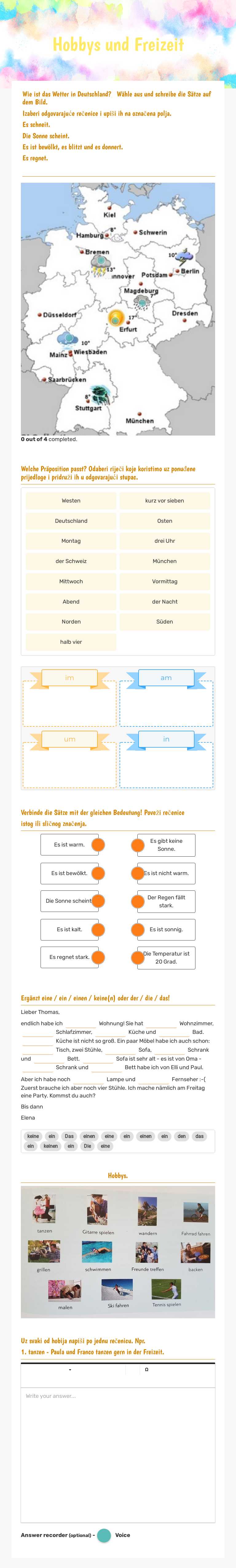 Hobbys und Freizeit worksheet preview image