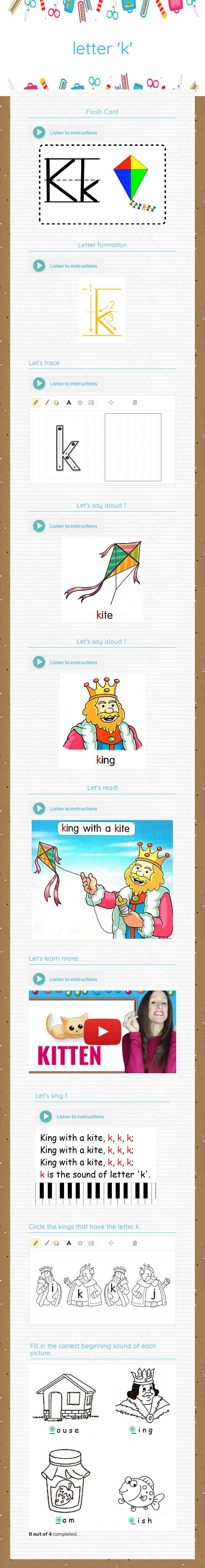 letter 'k' Preschool worksheet preview