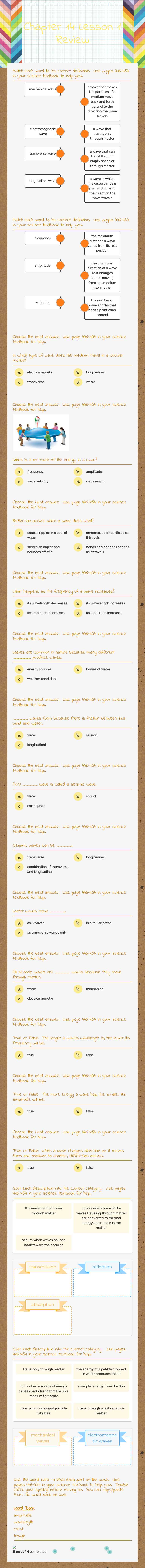 Chapter 14 Lesson 1 Review worksheet preview image