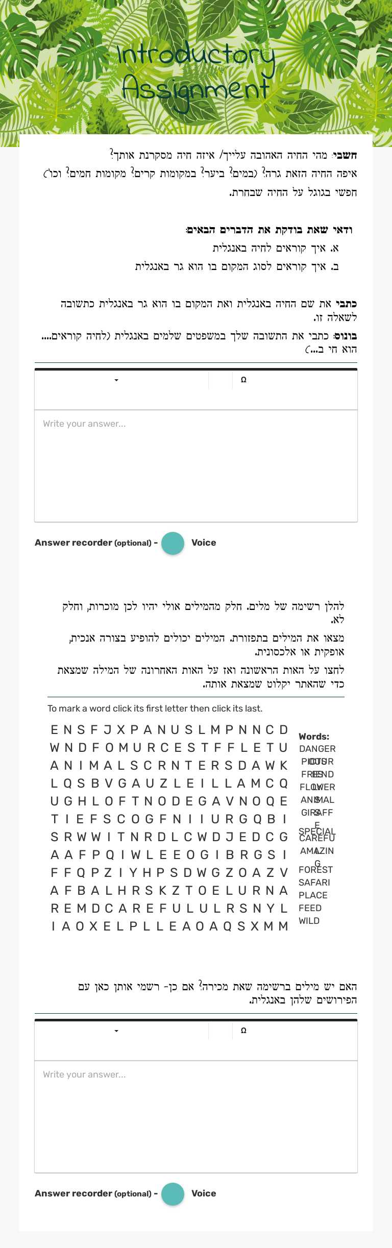 Introductory Assignment worksheet preview image