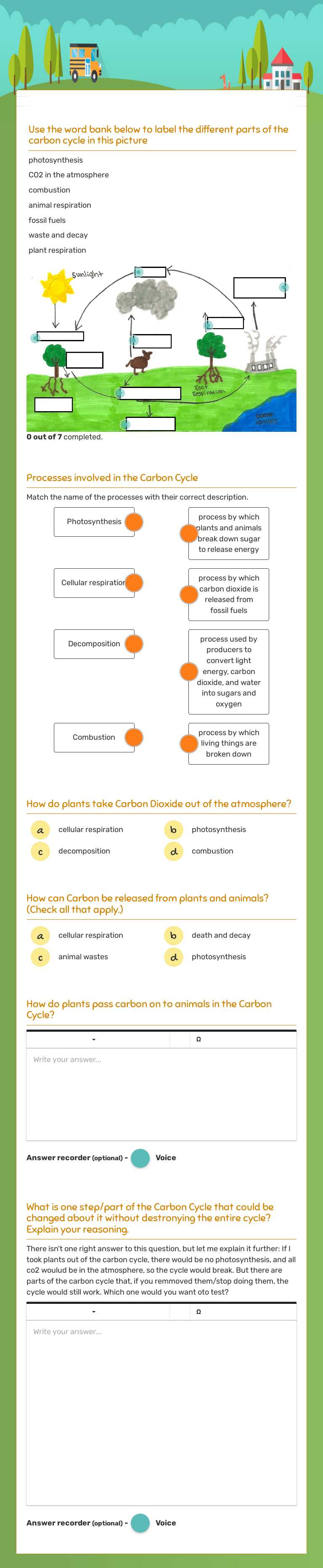 Carbon Cycle worksheet preview image