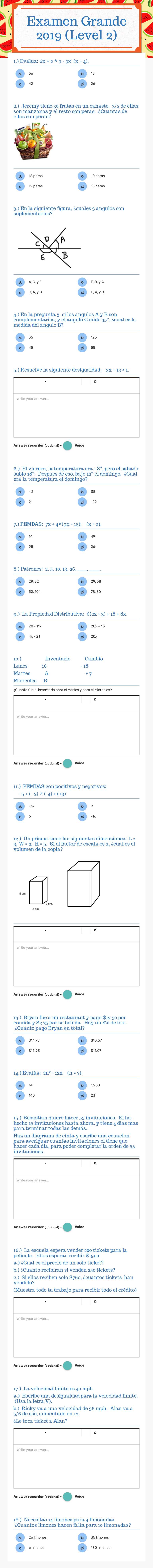 Examen Grande 2019 (Level 2) worksheet preview image