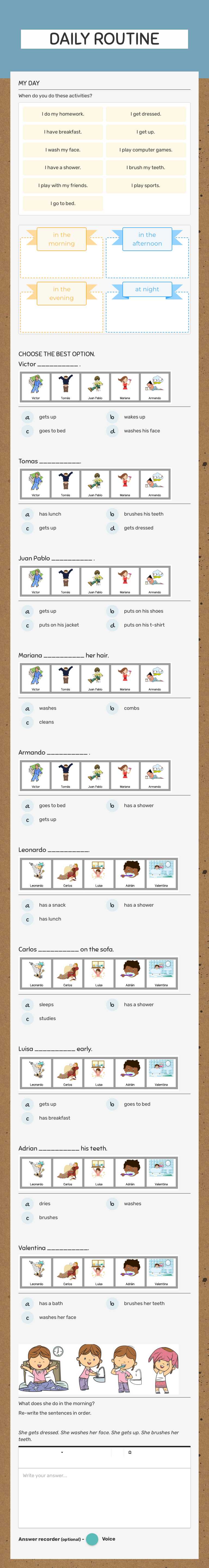 DAILY                ROUTINE worksheet preview image