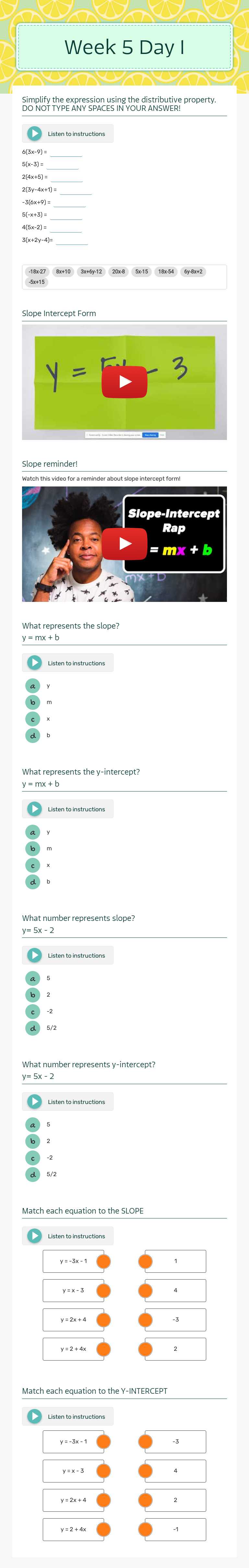 Week 5 Day 1 Grade 8 worksheet preview