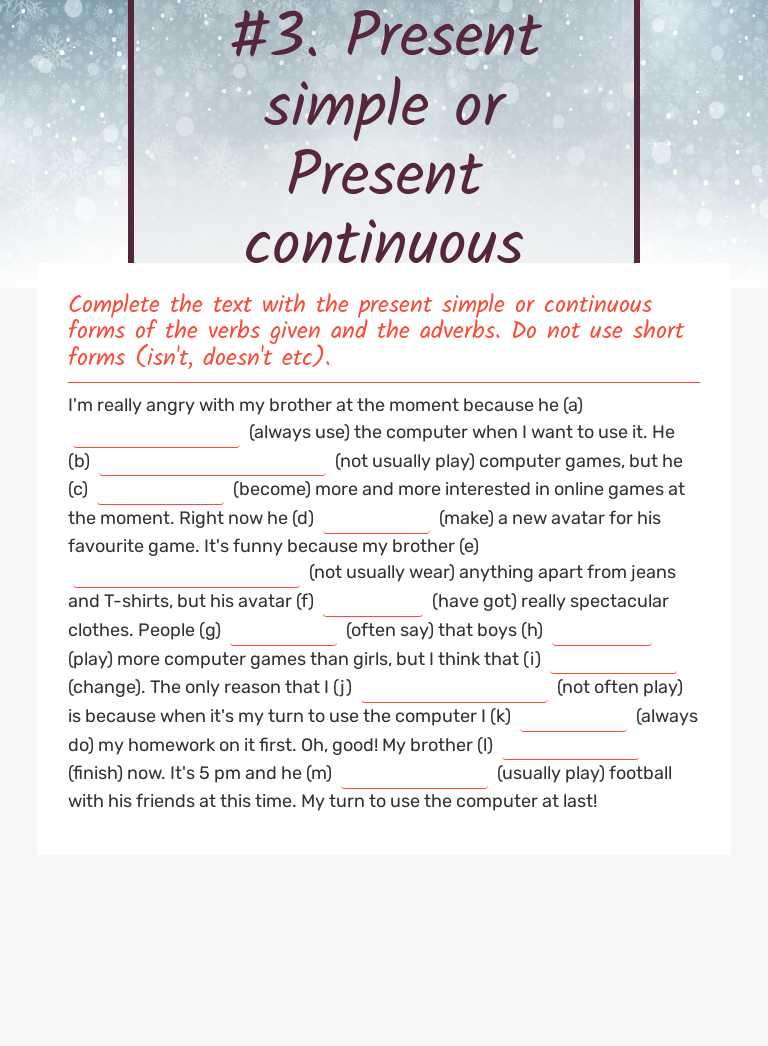 #3. Present simple or Present continuous worksheet preview image