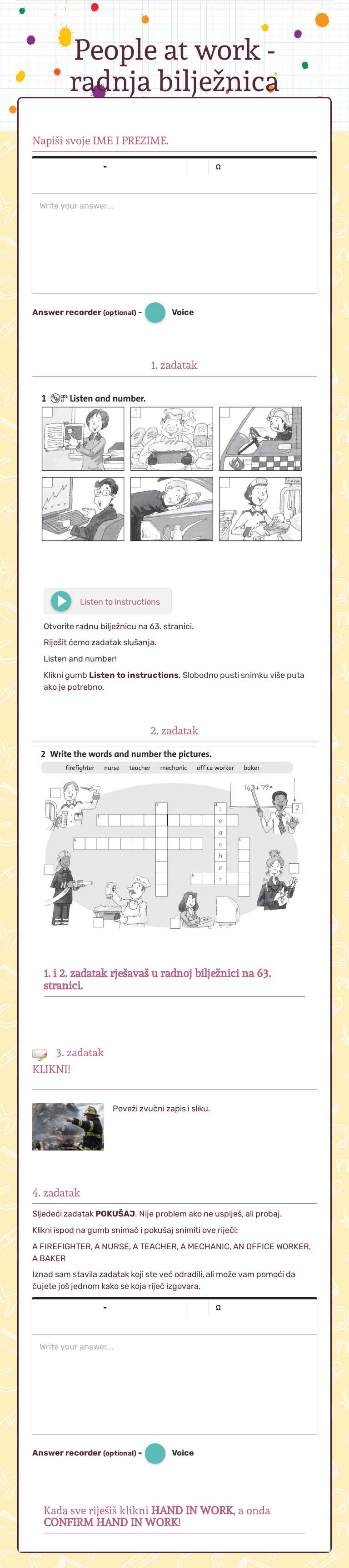 People at work - radnja bilježnica Grade 3 worksheet preview