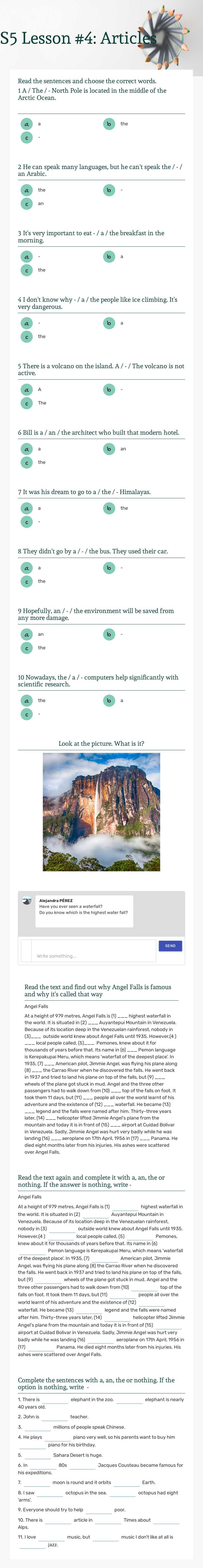 S5 Lesson #4: Articles worksheet preview image