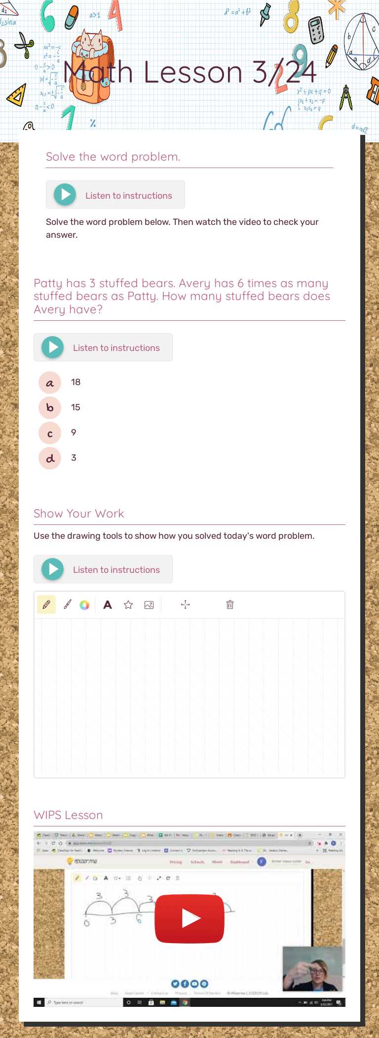Math Lesson 3/24 worksheet preview image