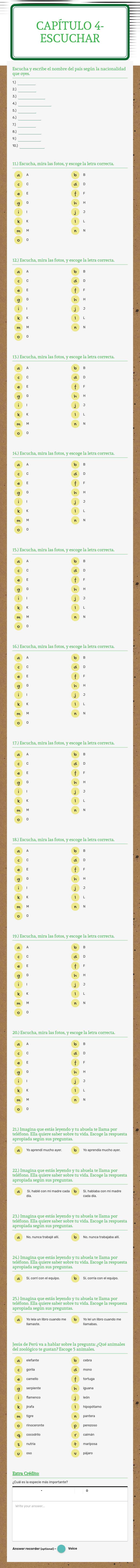 Capítulo 4- Escuchar worksheet preview