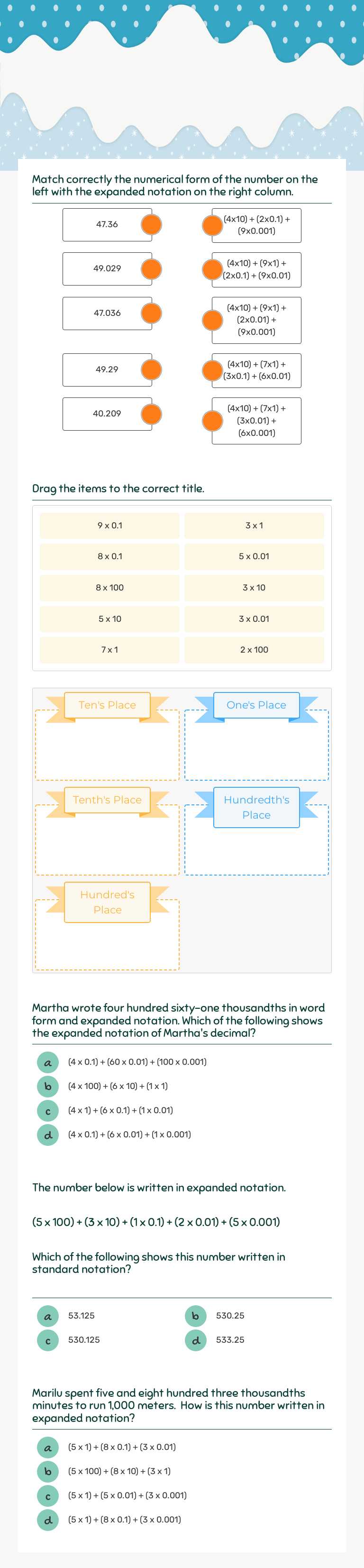 Expanded Notation by Consuelo Rodriguez | Interactive Worksheet | Wizer.me