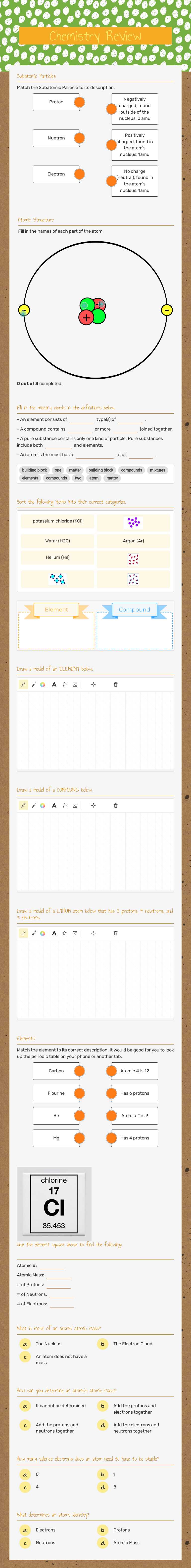 Chemistry Review worksheet preview image