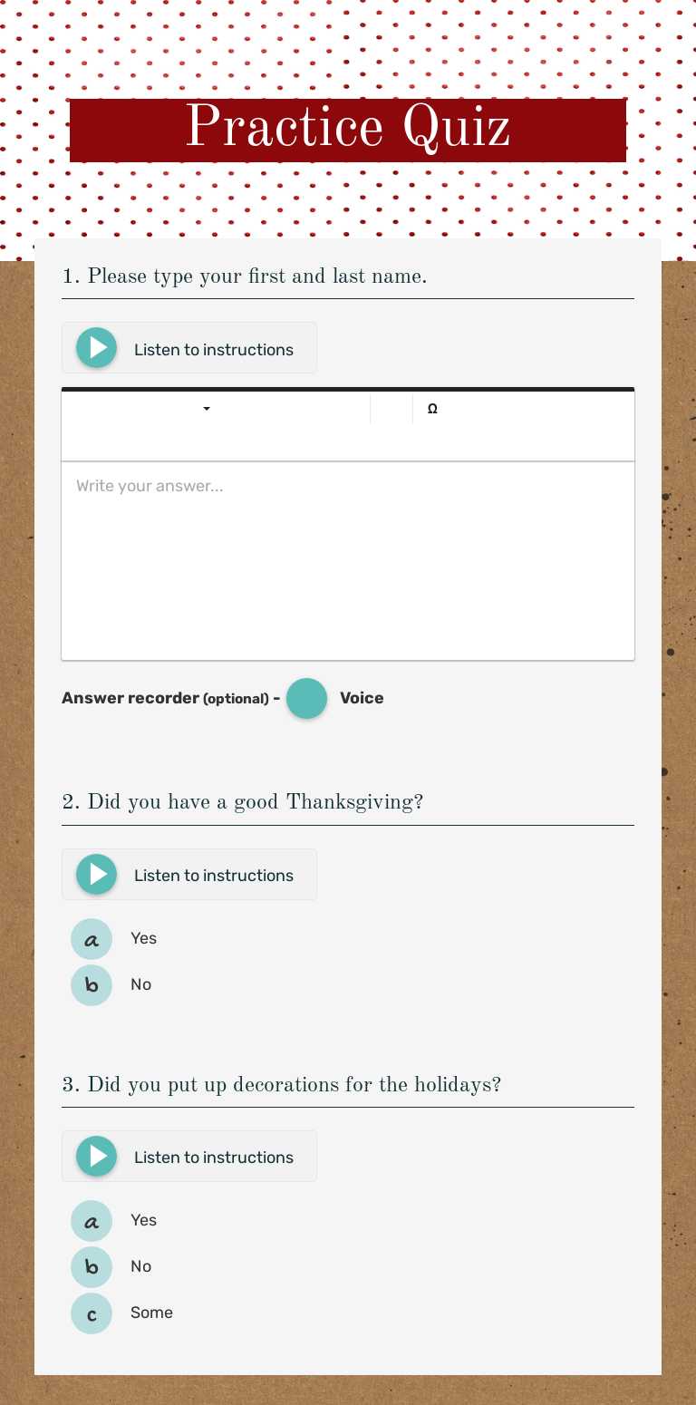 Practice Quiz Grade 1 worksheet preview