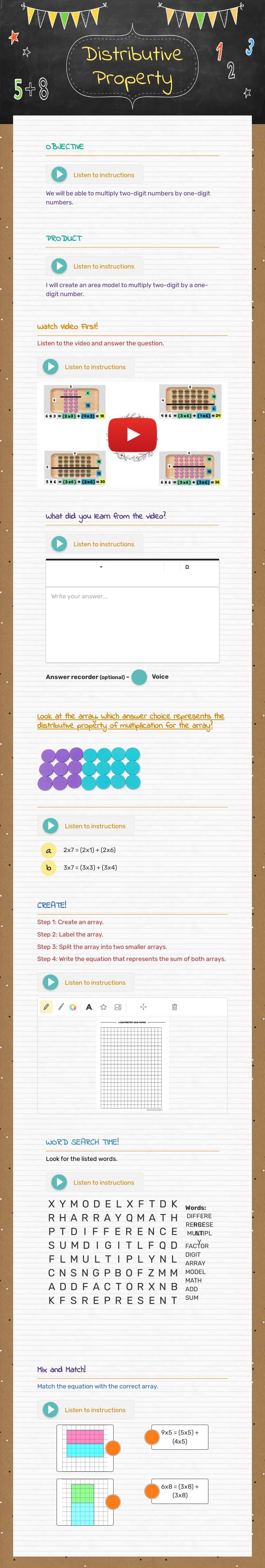Distributive Property worksheet preview image