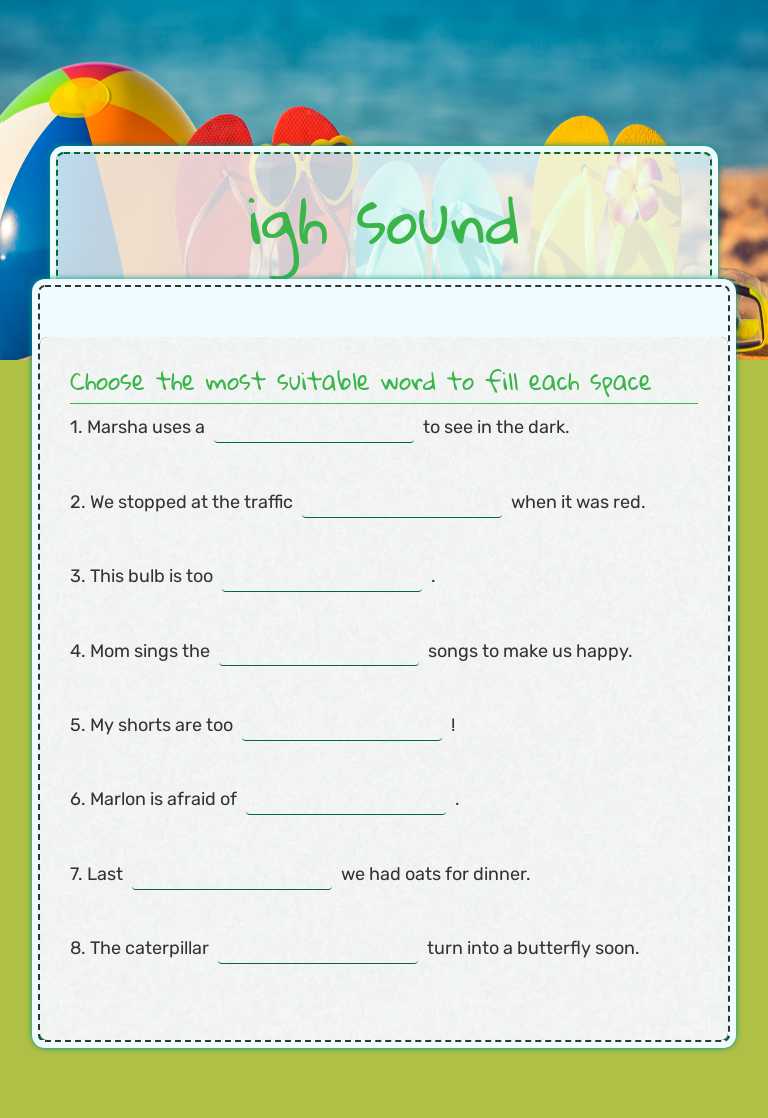 igh sound worksheet preview image