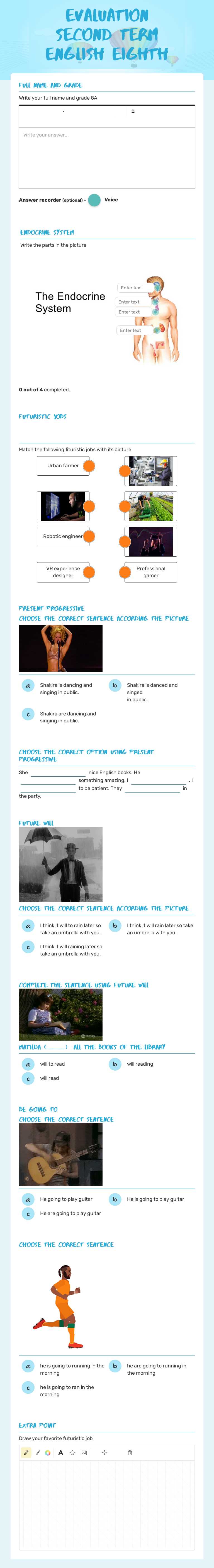 EVALUATION SECOND TERM ENGLISH EIGHTH worksheet preview image